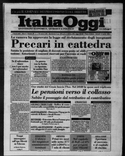 Italia oggi : quotidiano di economia finanza e politica